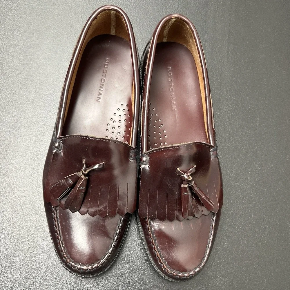 Bostonian Loafers Shoes Mens 9M Oxblood Leather Casual Tasseled Comfort